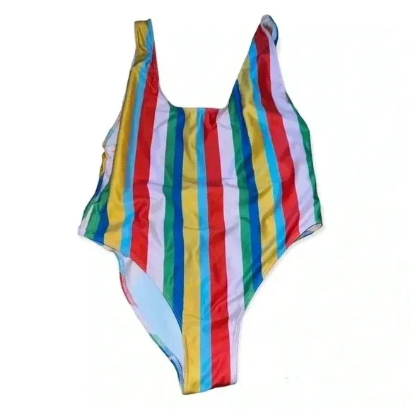 ZARA One Piece Swimsuit - Multicolor Stripes 🩷❤️🧡💛💚🩵💙💜 - Picture 2 of 6